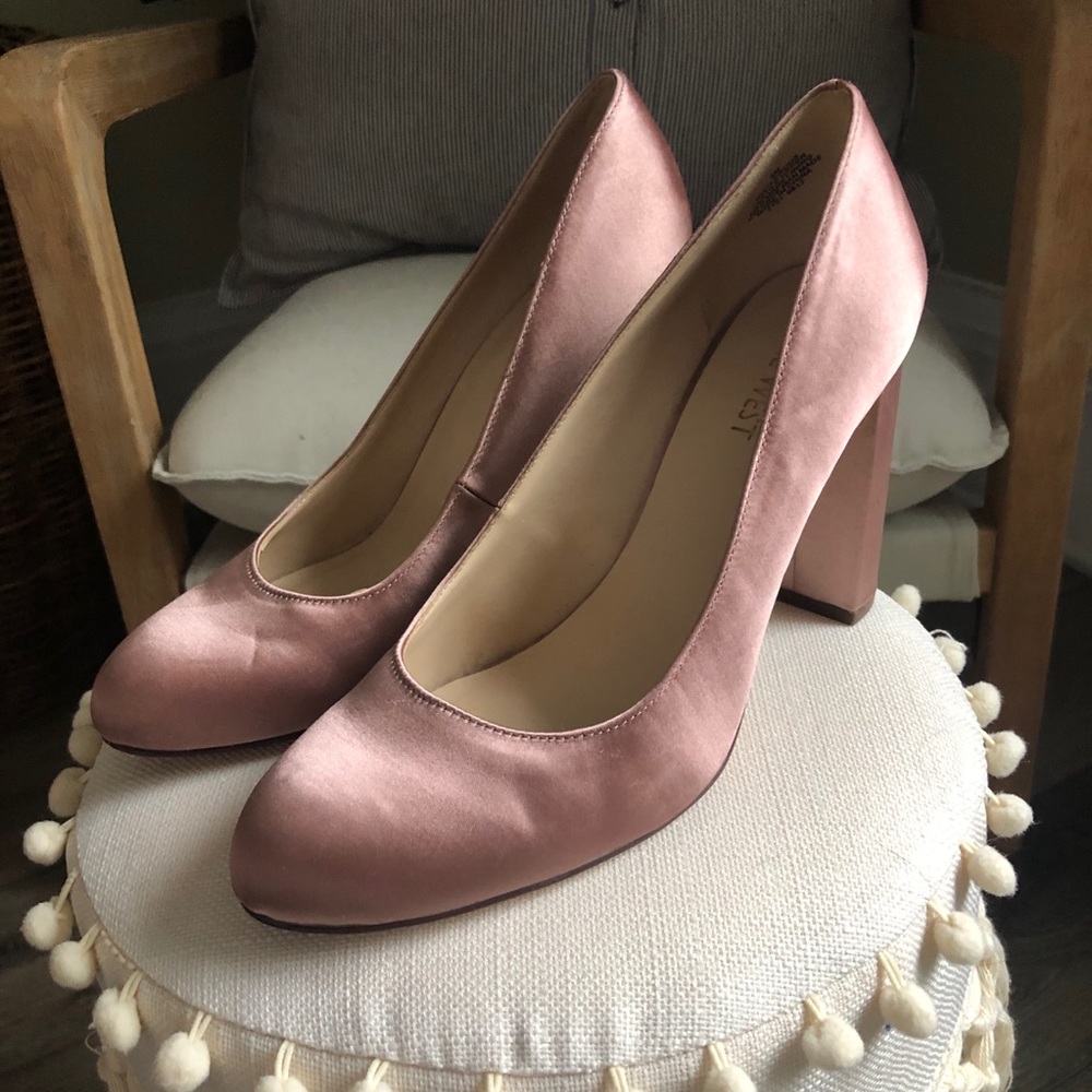 Nine West Pink Block Heel Pumps SZ 8